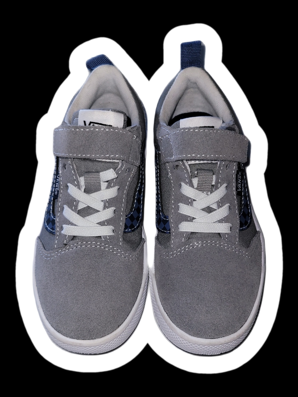Kids Gray Vans with Navy Accent